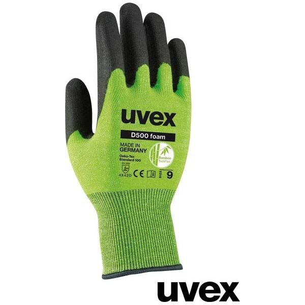 Uvex RUVEX-D500FOAM - Rękawice ochronne, wysoka odporność na ścieranie dzięki innowacyjnej powłoce Soft -Grip 9