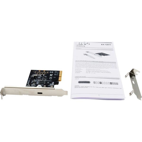 Exsys IO Exsys PCIe3.0 x4  1xType-C USB 3.2 Gen2x2  (EX-12011) LP inkl. Low-Profile Slotblech