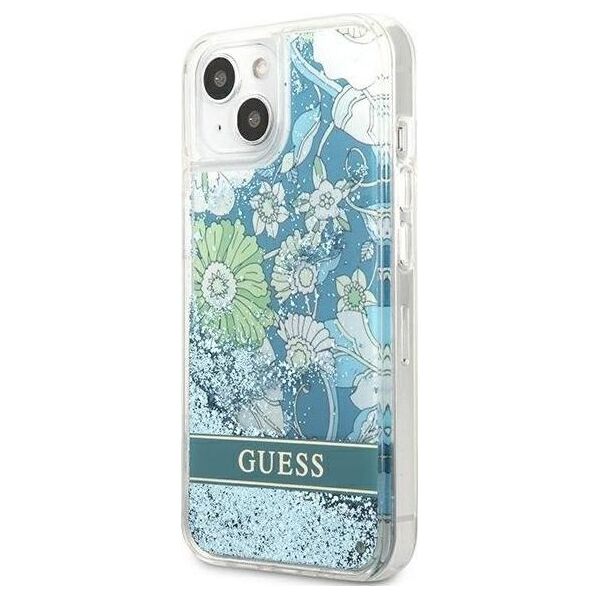 Guess Etui Guess GUHCP13MLFLSN Apple iPhone 13 zielony/green hardcase Flower Liquid Glitter