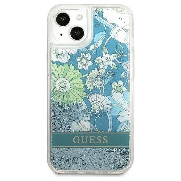 Guess Etui Guess GUHCP13MLFLSN Apple iPhone 13 zielony/green hardcase Flower Liquid Glitter