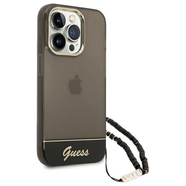 Guess Etui Guess GUHCP14XHGCOHK Apple iPhone 14 Pro Max czarny/black hardcase Translucent Pearl Strap