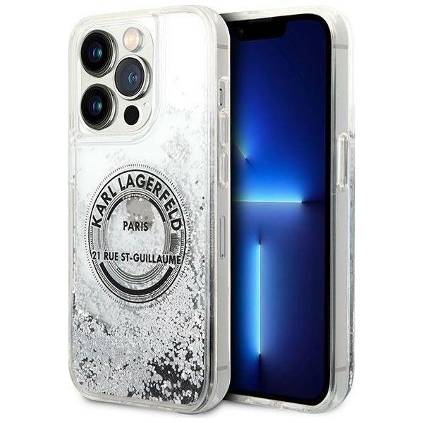 Karl Lagerfeld Etui Karl Lagerfeld KLHCP14XLCRSGRS Apple iPhone 14 Pro Max srebrny/silver hardcase Liquid Glitter RSG