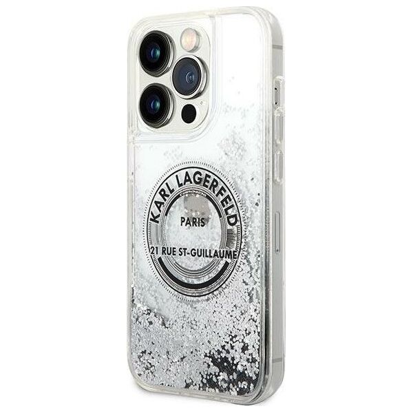 Karl Lagerfeld Etui Karl Lagerfeld KLHCP14XLCRSGRS Apple iPhone 14 Pro Max srebrny/silver hardcase Liquid Glitter RSG