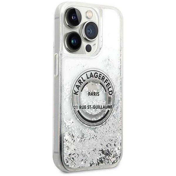 Karl Lagerfeld Etui Karl Lagerfeld KLHCP14XLCRSGRS Apple iPhone 14 Pro Max srebrny/silver hardcase Liquid Glitter RSG