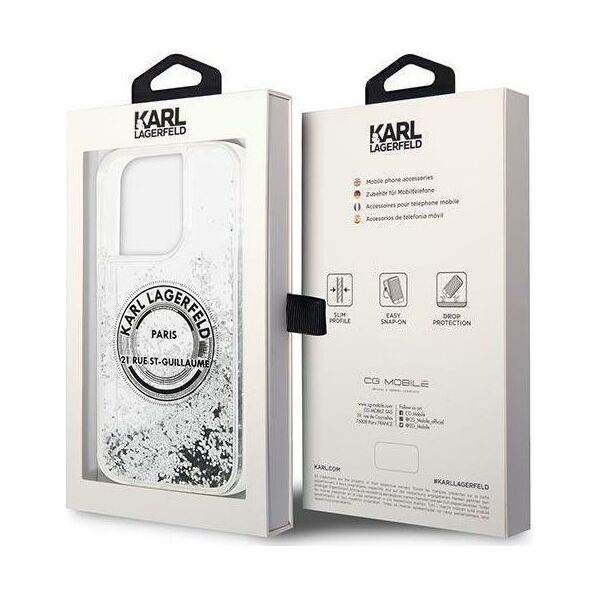 Karl Lagerfeld Etui Karl Lagerfeld KLHCP14XLCRSGRS Apple iPhone 14 Pro Max srebrny/silver hardcase Liquid Glitter RSG