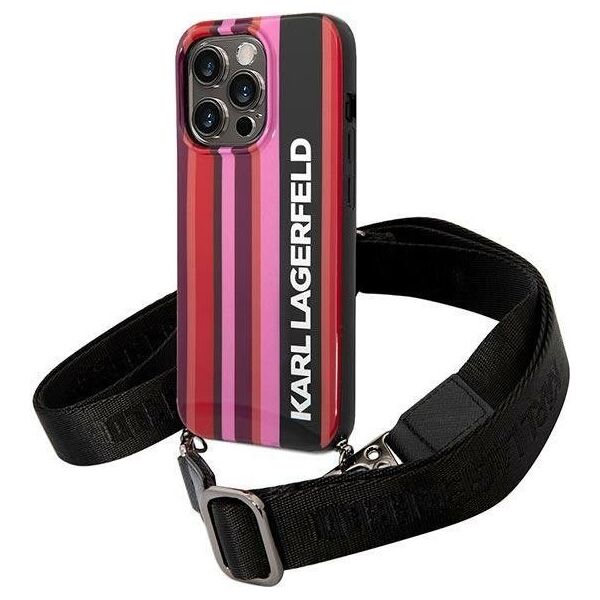 Karl Lagerfeld Etui Karl Lagerfeld KLHCP14XSTSTP Apple iPhone 14 Pro Max hardcase różowy/pink Color Stripes Strap