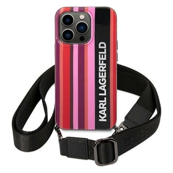 Karl Lagerfeld Etui Karl Lagerfeld KLHCP14XSTSTP Apple iPhone 14 Pro Max hardcase różowy/pink Color Stripes Strap