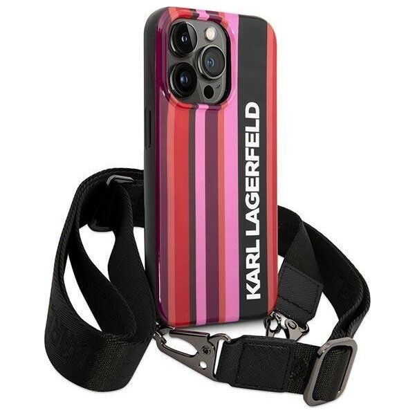 Karl Lagerfeld Etui Karl Lagerfeld KLHCP14XSTSTP Apple iPhone 14 Pro Max hardcase różowy/pink Color Stripes Strap
