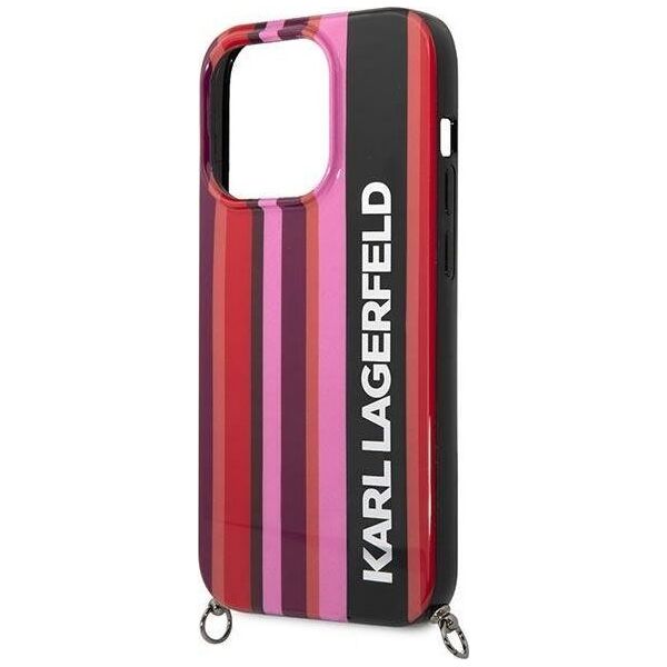 Karl Lagerfeld Etui Karl Lagerfeld KLHCP14XSTSTP Apple iPhone 14 Pro Max hardcase różowy/pink Color Stripes Strap