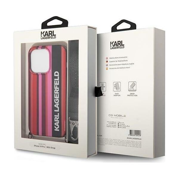 Karl Lagerfeld Etui Karl Lagerfeld KLHCP14XSTSTP Apple iPhone 14 Pro Max hardcase różowy/pink Color Stripes Strap