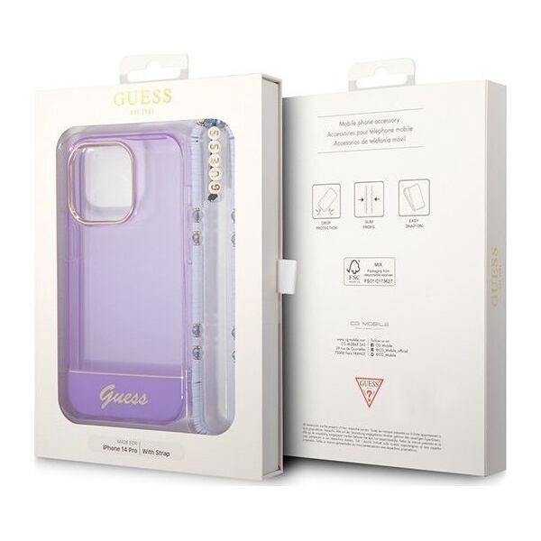 Guess Etui Guess GUHCP14XHGCOHU Apple iPhone 14 Pro Max fioletowy/purple hardcase Translucent Pearl Strap