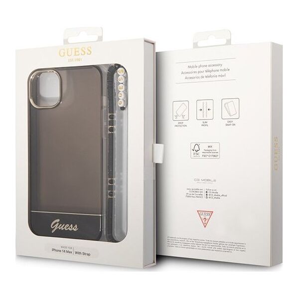 Guess Etui Guess GUHCP14MHGCOHK Apple iPhone 14 Plus czarny/black hardcase Translucent Pearl Strap