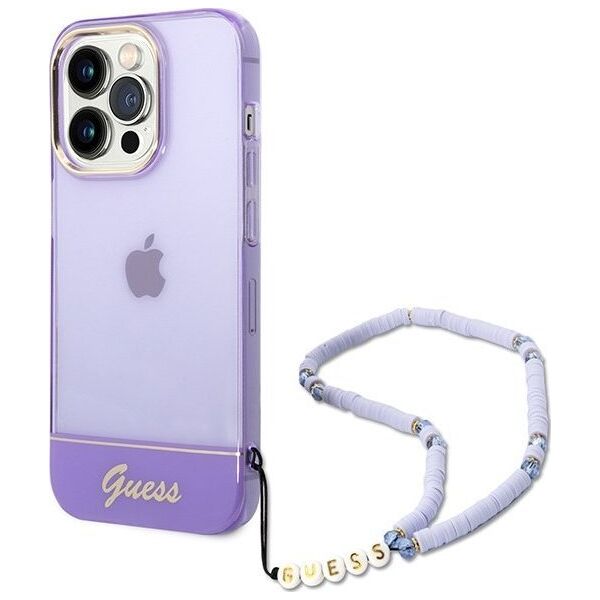 Guess Etui Guess GUHCP14LHGCOHU Apple iPhone 14 Pro fioletowy/purple hardcase Translucent Pearl Strap