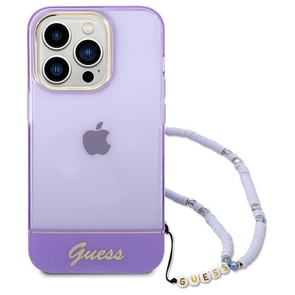 Guess Etui Guess GUHCP14LHGCOHU Apple iPhone 14 Pro fioletowy/purple hardcase Translucent Pearl Strap