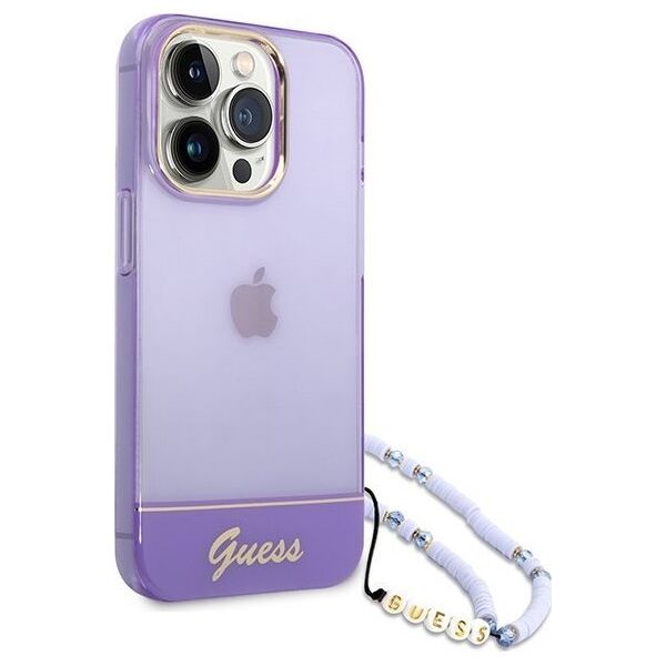 Guess Etui Guess GUHCP14LHGCOHU Apple iPhone 14 Pro fioletowy/purple hardcase Translucent Pearl Strap
