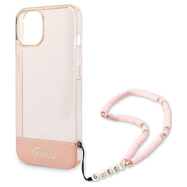 Guess Etui Guess GUHCP14MHGCOHP Apple iPhone 14 Plus różowy/pink hardcase Translucent Pearl Strap
