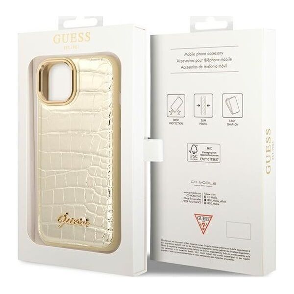 Guess Etui Guess GUHCP14MHGCRHD Apple iPhone 14 Plus złoty/gold hardcase Croco Collection