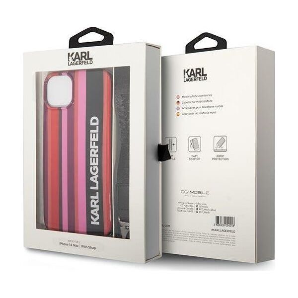 Karl Lagerfeld Etui Karl Lagerfeld KLHCP14MSTSTP Apple iPhone 14 Plus hardcase różowy/pink Color Stripes Strap