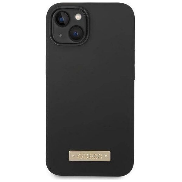Guess Etui Guess GUHMP14MSBPLK Apple iPhone 14 Plus czarny/black hard case Silicone Logo Plate MagSafe