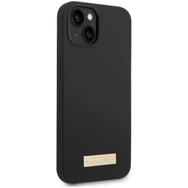 Guess Etui Guess GUHMP14MSBPLK Apple iPhone 14 Plus czarny/black hard case Silicone Logo Plate MagSafe