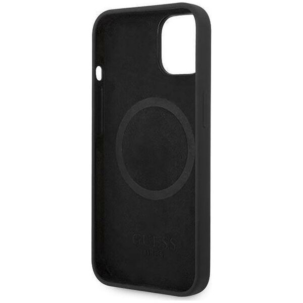 Guess Etui Guess GUHMP14MSBPLK Apple iPhone 14 Plus czarny/black hard case Silicone Logo Plate MagSafe