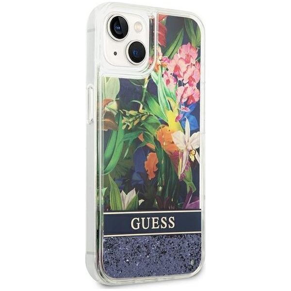 Guess Etui Guess GUHCP14MLFLSB Apple iPhone 14 Plus niebieski/blue hardcase Flower Liquid Glitter