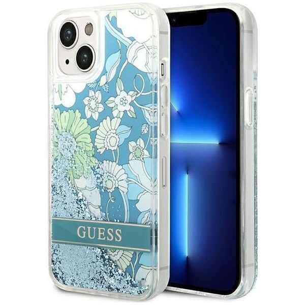 Guess Etui Guess GUHCP14MLFLSN Apple iPhone 14 Plus zielony/green hardcase Flower Liquid Glitter