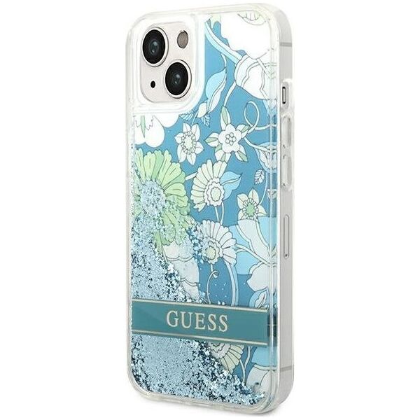 Guess Etui Guess GUHCP14MLFLSN Apple iPhone 14 Plus zielony/green hardcase Flower Liquid Glitter