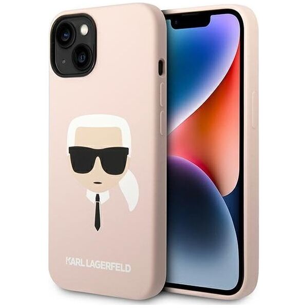 Karl Lagerfeld Etui Karl Lagerfeld KLHMP14MSLKHLP Apple iPhone 14 Plus hardcase jasnoróżowy/light pink Silicone Karl`s Head Magsafe
