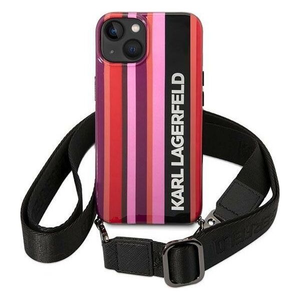 Karl Lagerfeld Etui Karl Lagerfeld KLHCP14SSTSTP Apple iPhone 14 hardcase różowy/pink Color Stripes Strap