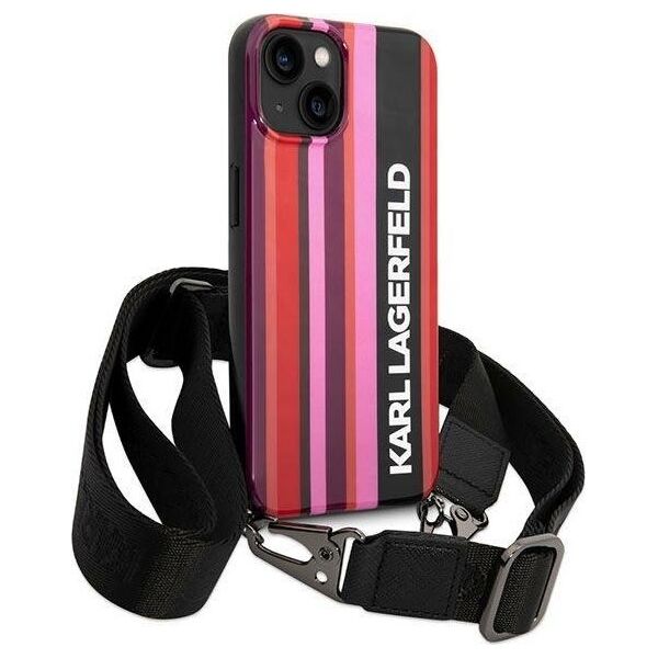 Karl Lagerfeld Etui Karl Lagerfeld KLHCP14SSTSTP Apple iPhone 14 hardcase różowy/pink Color Stripes Strap