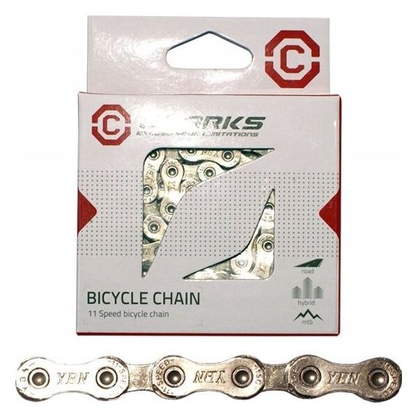 Clarks Łańcuch rowerowy CLARKS C12, 12-rzędowy, 126 ogniw, Kompatybilny ze SRAM grupa NX Eagle, Spinka, Standard, Szosa/MTB, Srebrny