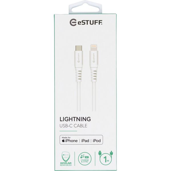 Kabel USB eStuff Lightning - USB-C 1 m Biały (USB-C Lightning Cable MFI 0,5m)