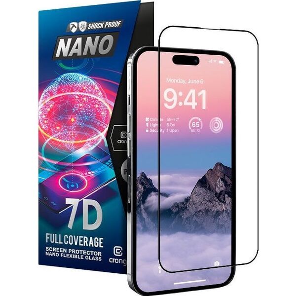 Crong Crong 7D Nano Flexible Glass - Niepękające szkło hybrydowe 9H na cały ekran iPhone 14 Pro Max