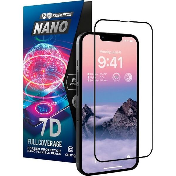 Crong Crong 7D Nano Flexible Glass - Niepękające szkło hybrydowe 9H na cały ekran iPhone 14 Pro