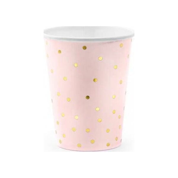 PartyDeco Kubeczki Kropki, jasny róż, 260ml one size