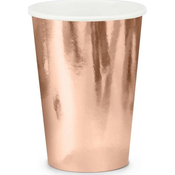 PartyDeco Kubeczki papierowe różowe złoto 220 ml one size