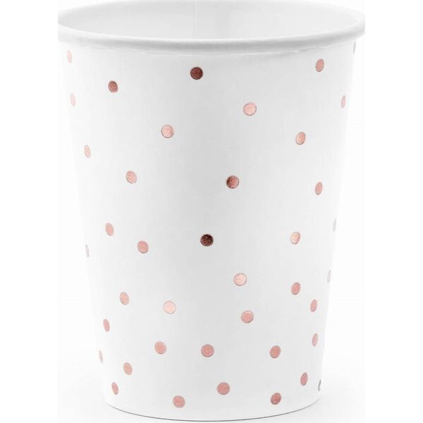 PartyDeco Kubeczki Kropki, biały, 260ml one size