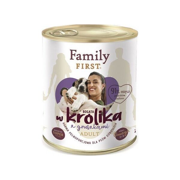 Family First FamilyFirst Bogata w królika+gruszka adult 800g