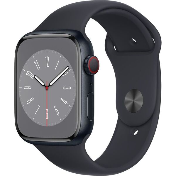 Smartwatch Apple Watch 8 GPS + Cellular 45mm Midnight Alu Sport Czarny  (MNK43FD/A)