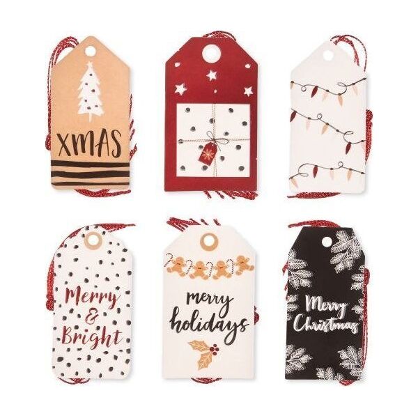 Dalprint ZAWIESZKI DO PREZENTÓW ZE SZNURKIEM, MERRY HOLIDAYS, 24 SZT.