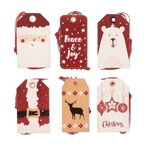 Dalprint ZAWIESZKI DO PREZENTÓW ZE SZNURKIEM, SANTA, 24 SZT.