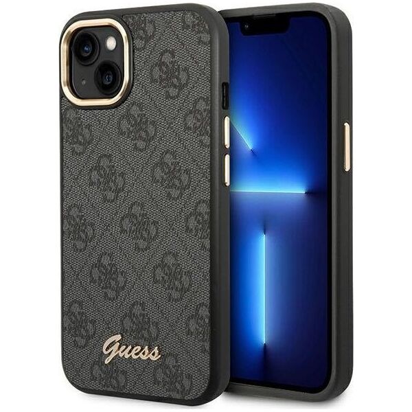 Guess Etui Guess do iPhone 14 Plus 6,7" czarny/black hard case 4G Vintage Gold Logo