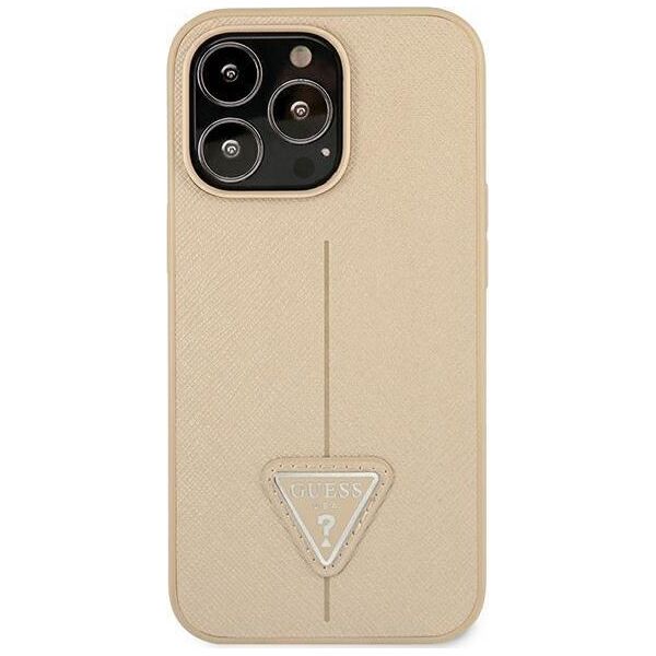 Guess Etui Guess do iPhone 14 Pro Max 6,7" beżowy/beige hardcase SaffianoTriangle Logo