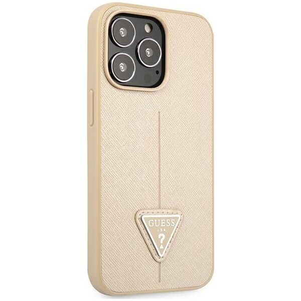 Guess Etui Guess do iPhone 14 Pro Max 6,7" beżowy/beige hardcase SaffianoTriangle Logo