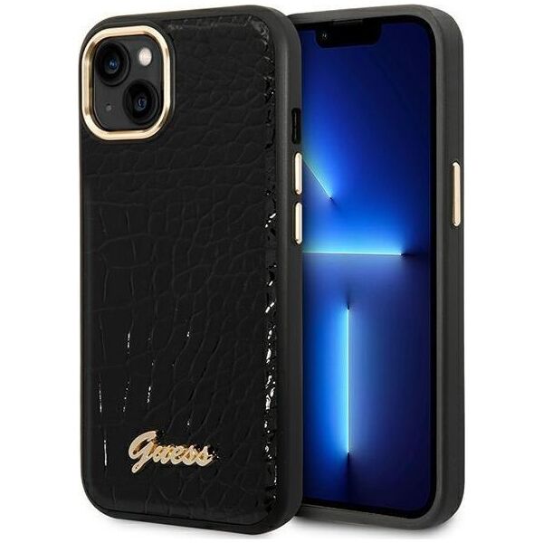 Guess Etui Guess do iPhone 14 Plus 6,7" czarny/black hardcase Croco Collection