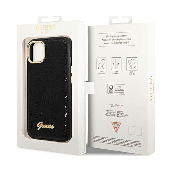 Guess Etui Guess do iPhone 14 Plus 6,7" czarny/black hardcase Croco Collection