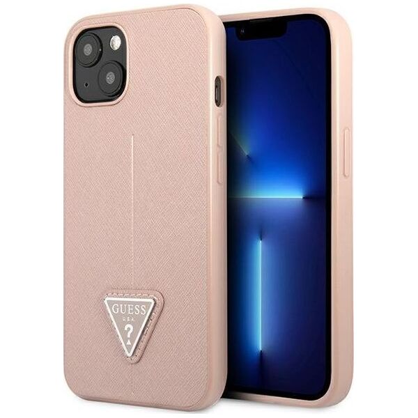 Guess Etui Guess do iPhone 14 Plus 6,7" różowy/pink hardcase SaffianoTriangle Logo
