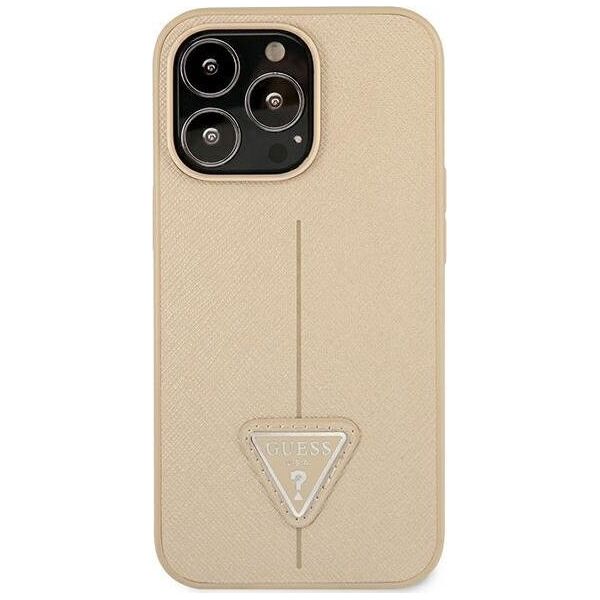 Guess Etui Guess do iPhone 14 Pro 6,1" beżowy/beige hardcase SaffianoTriangle Logo