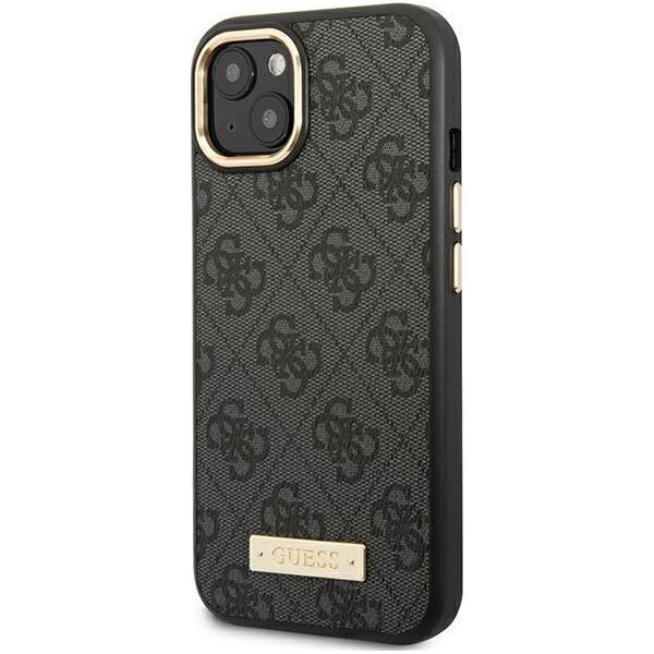 Guess Etui Guess do iPhone 14 Plus 6,7" czarny/black hard case 4G Logo Plate MagSafe